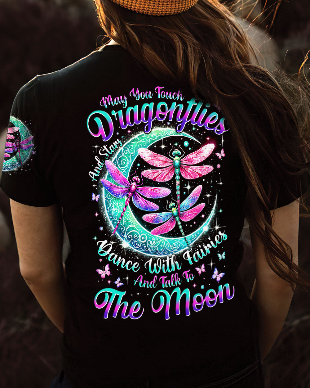 Touch Dragonflies Talk to the Moon Dragonfly and Moon Graphic AOP Shirts _19_ WAvZp