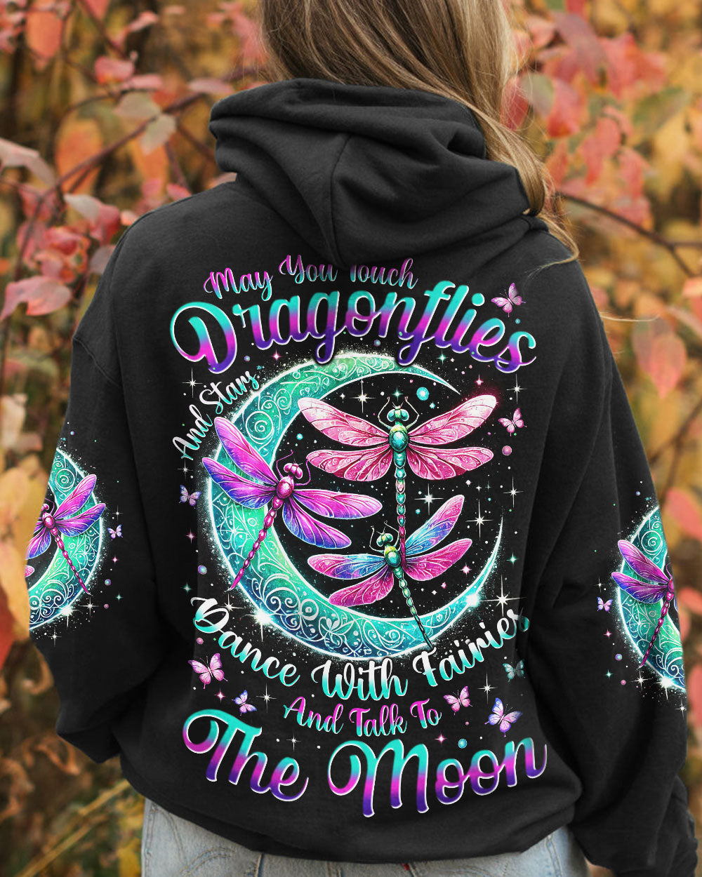 Touch Dragonflies Talk to the Moon Dragonfly and Moon Graphic AOP Shirts _21_ 20hH9