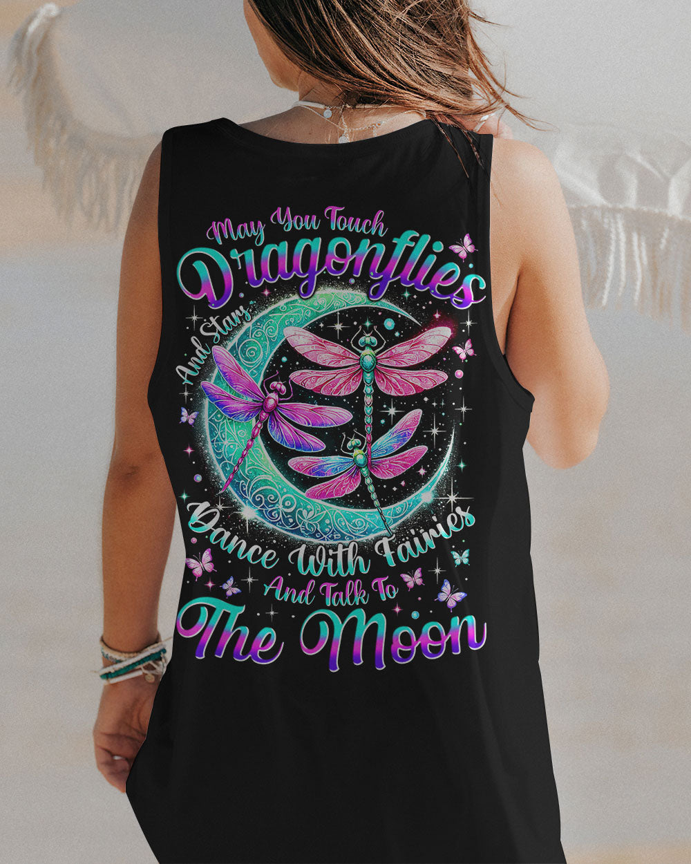 Touch Dragonflies Talk to the Moon Dragonfly and Moon Graphic AOP Shirts _27_ RoWZm
