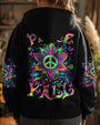 Trippy Peace Y_E2_80_99all Psychedelic Neon Floral Peace Sign Retro Hippie AOP Shirts _8_ KXkgL