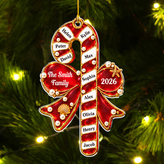 Candy Cane Family  - Personalized Acrylic Ornament - Gift For Family
