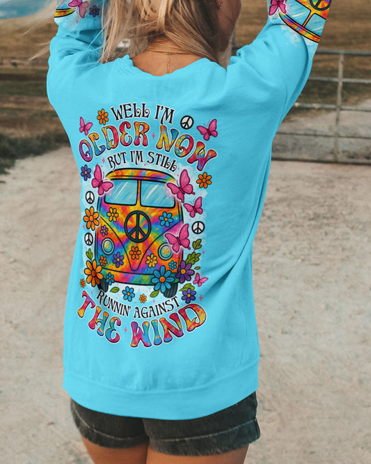 Well I_E2_80_99m Older Now But I_E2_80_99m Still Runnin_E2_80_99 Against the Wind Retro Hippie Van Graphic Tee AOP Shirts _10_ pk0gX