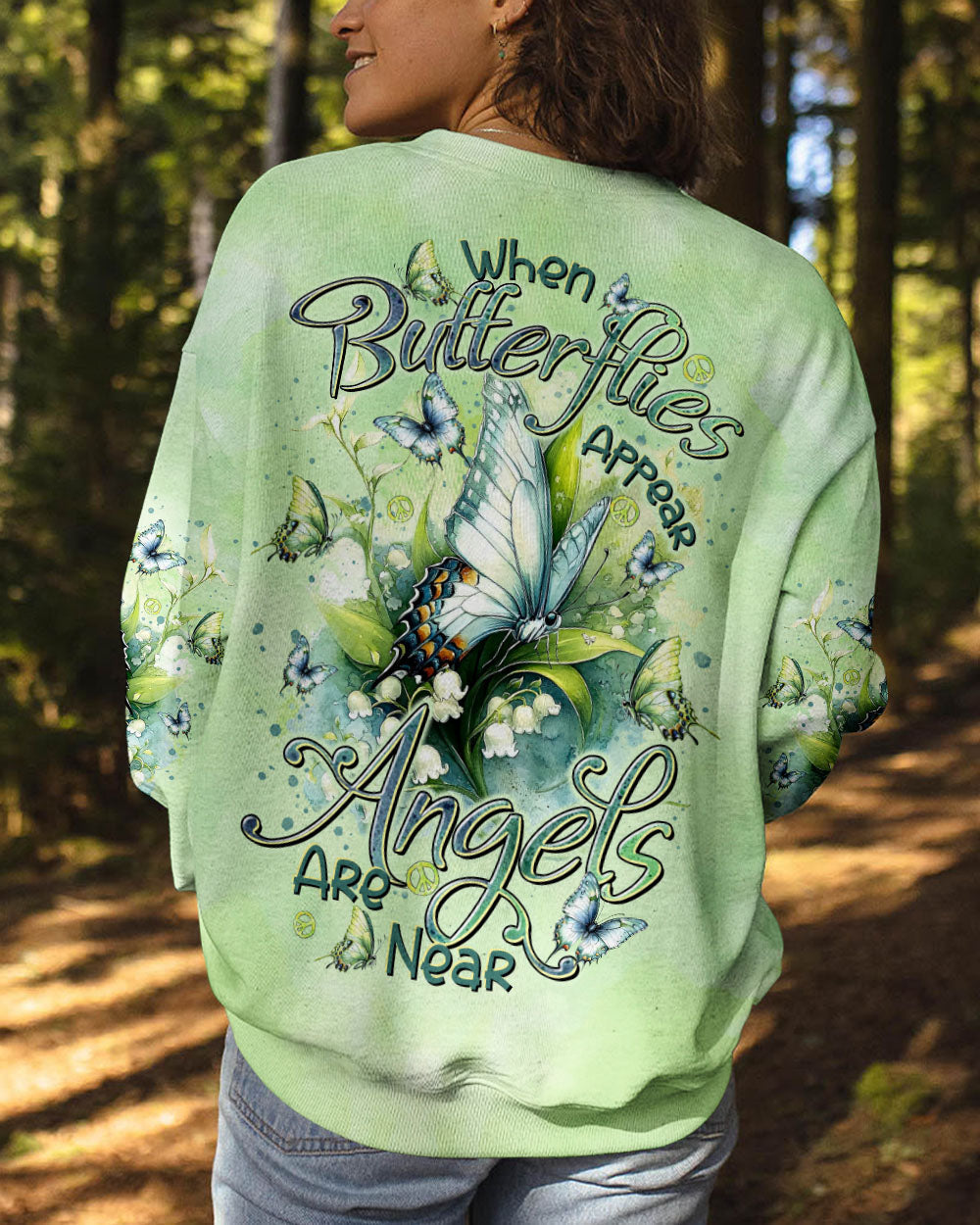 When Butterflies Appear Angels Are Near Memorial Butterfly Floral AOP Shirts _1_ wHtI3