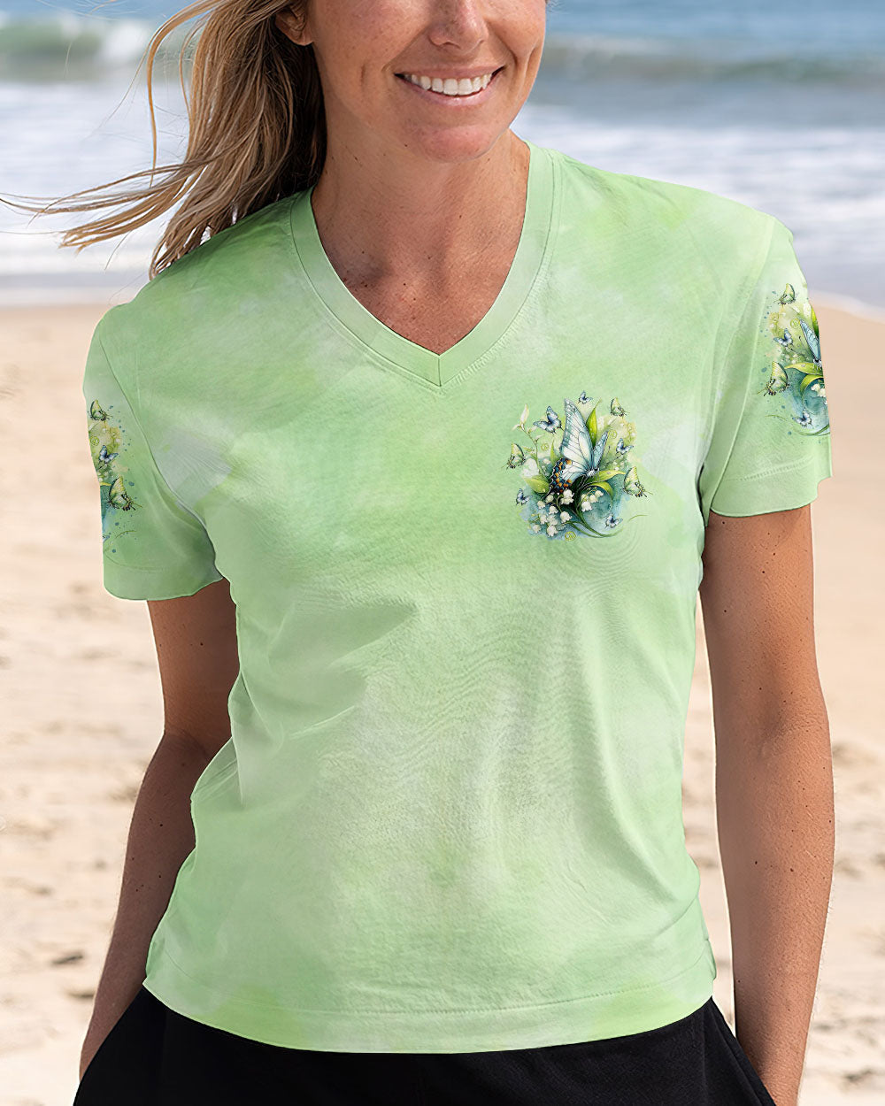 When Butterflies Appear Angels Are Near Memorial Butterfly Floral AOP Shirts _9_ rBsZd