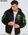 When I Was Born The Devil Said Oh S Competition Green Flame Skull Bold Graphic AOP Shirts _7_ xJD7s