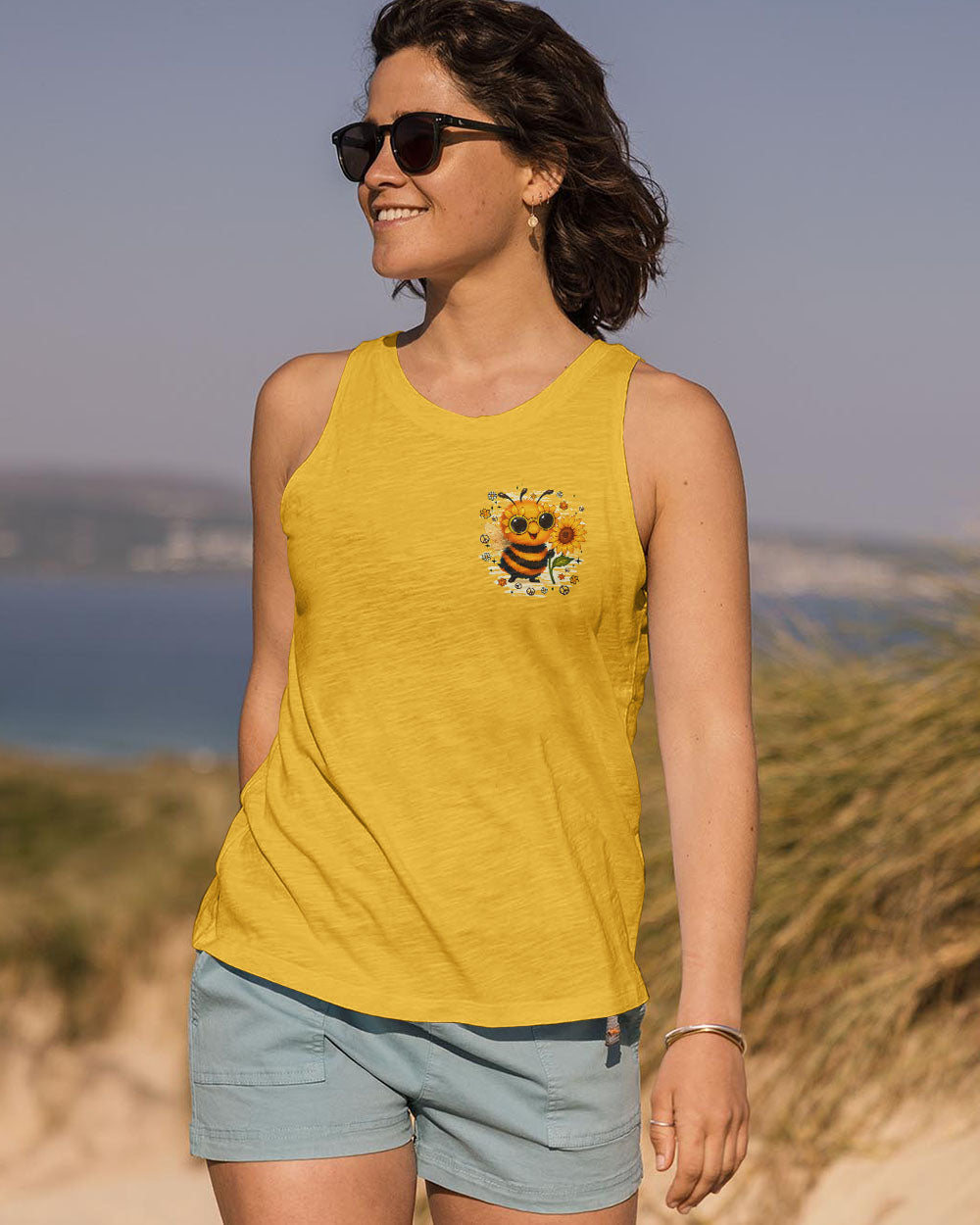 Whisper Words of Whisper Let It Bee Cute Sunflower _26 Peace Bee Design AOP Shirts _10_ neKyg