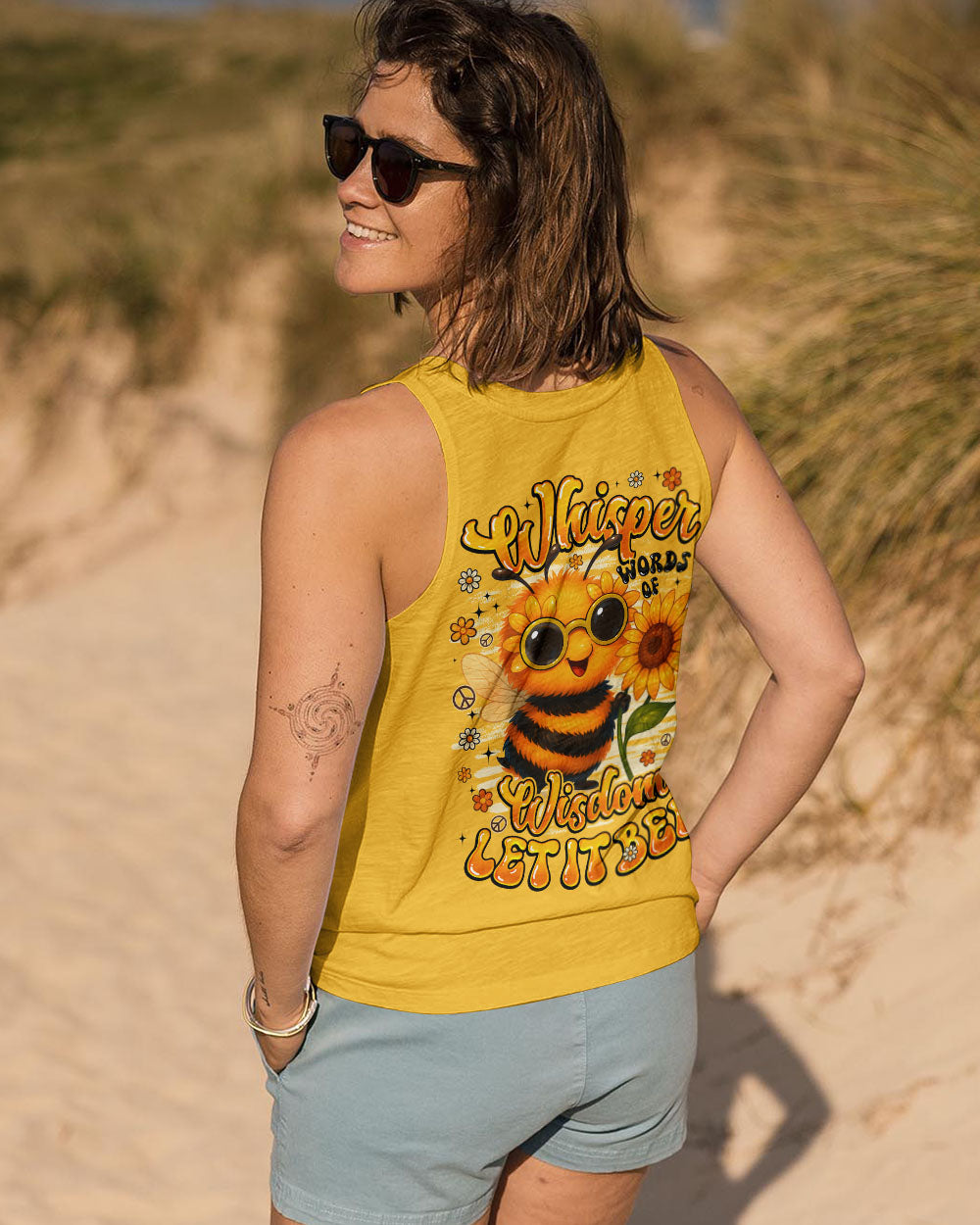 Whisper Words of Whisper Let It Bee Cute Sunflower _26 Peace Bee Design AOP Shirts _11_ KQ2zP