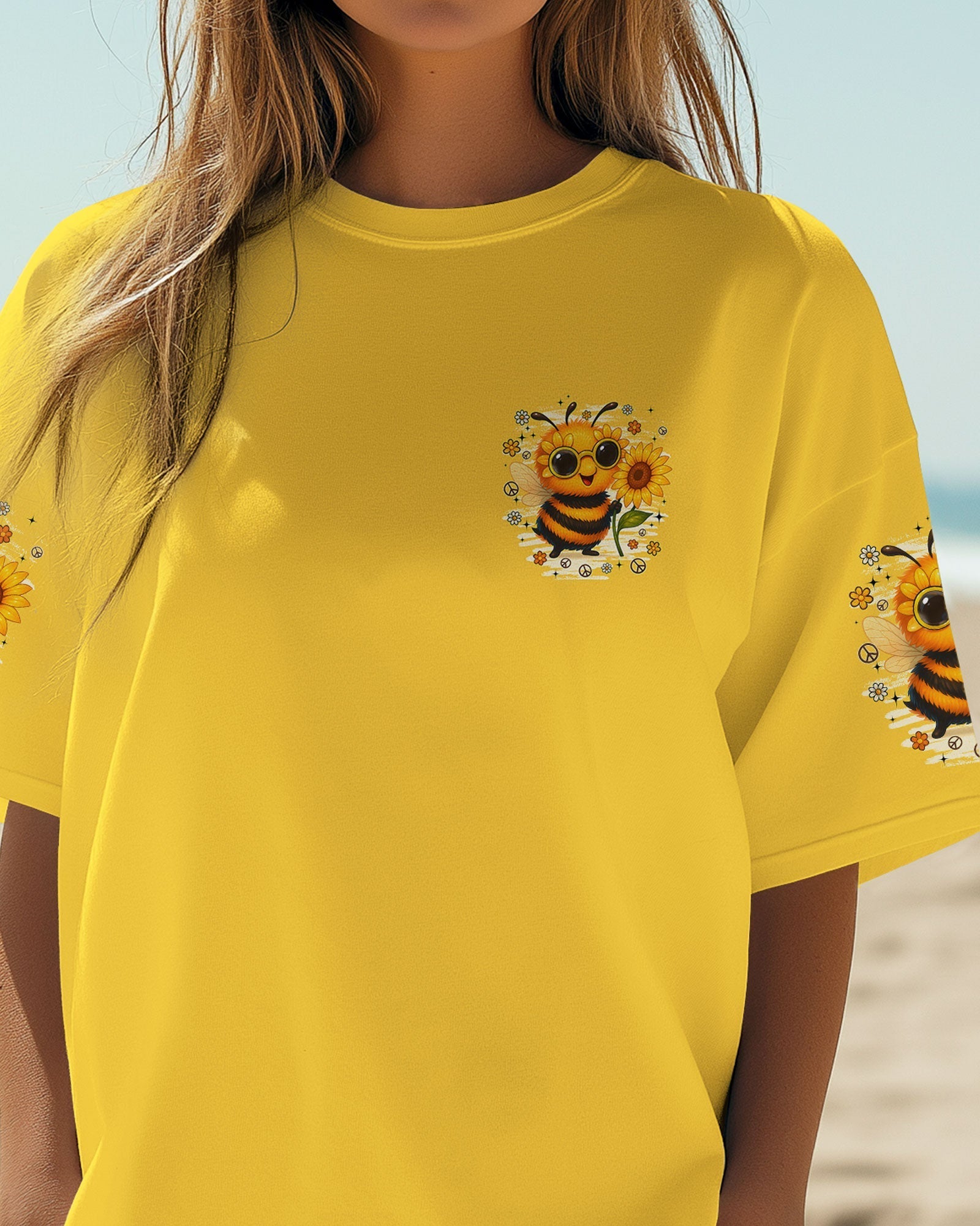 Whisper Words of Whisper Let It Bee Cute Sunflower _26 Peace Bee Design AOP Shirts _12_ 2LWys