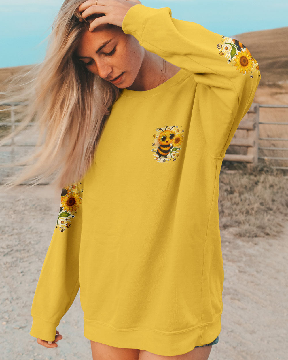 Whisper Words of Whisper Let It Bee Cute Sunflower _26 Peace Bee Design AOP Shirts _6_ 7PRf8