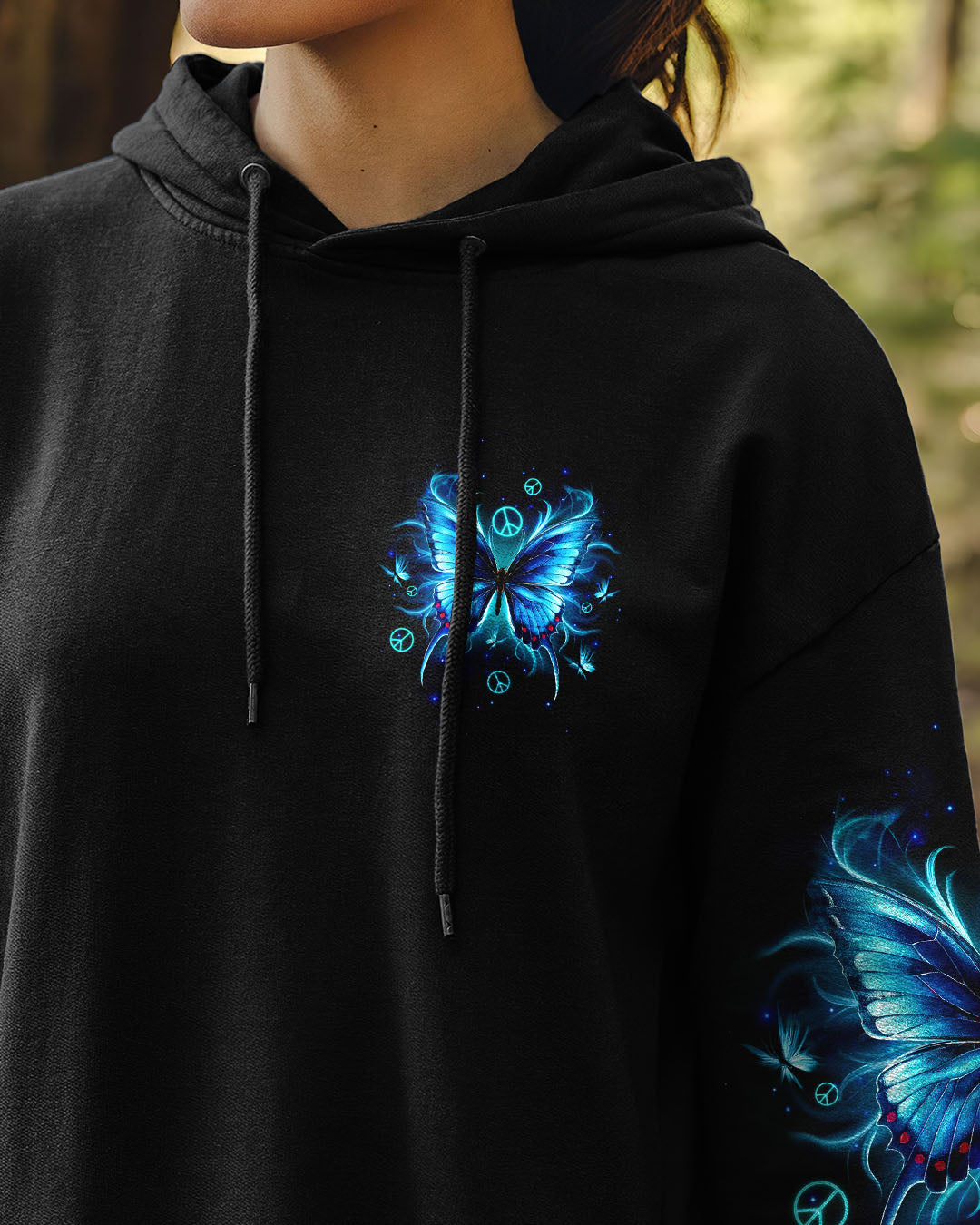 Whisper Words of Wisdom Let It Be Blue Butterfly Inspirational Graphic AOP Shirts _4_ fgW9S