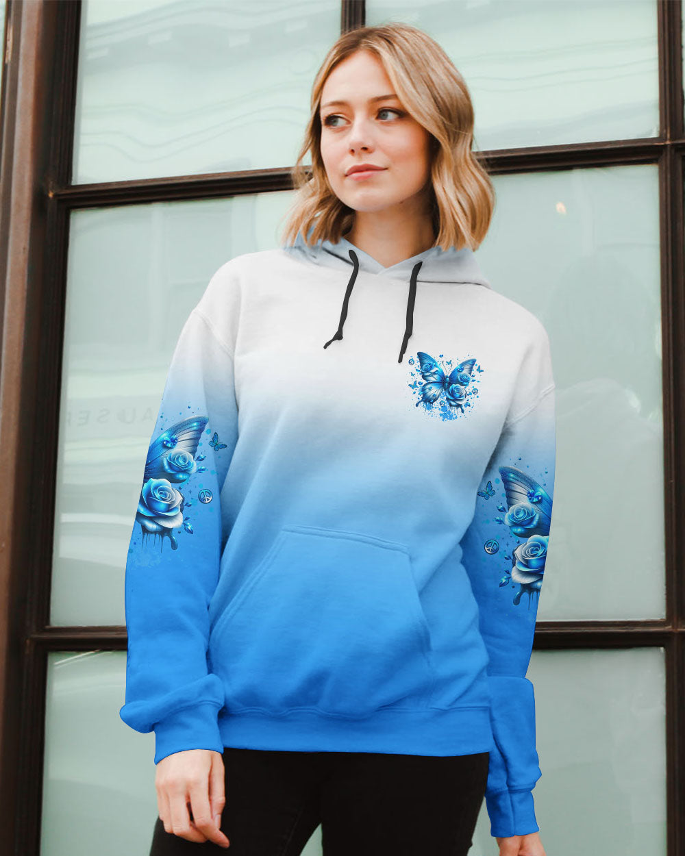 Whisper Words of Wisdom Let It Be Blue Butterfly and Rose Inspirational Wisdom AOP Shirts _8_ rSyAm