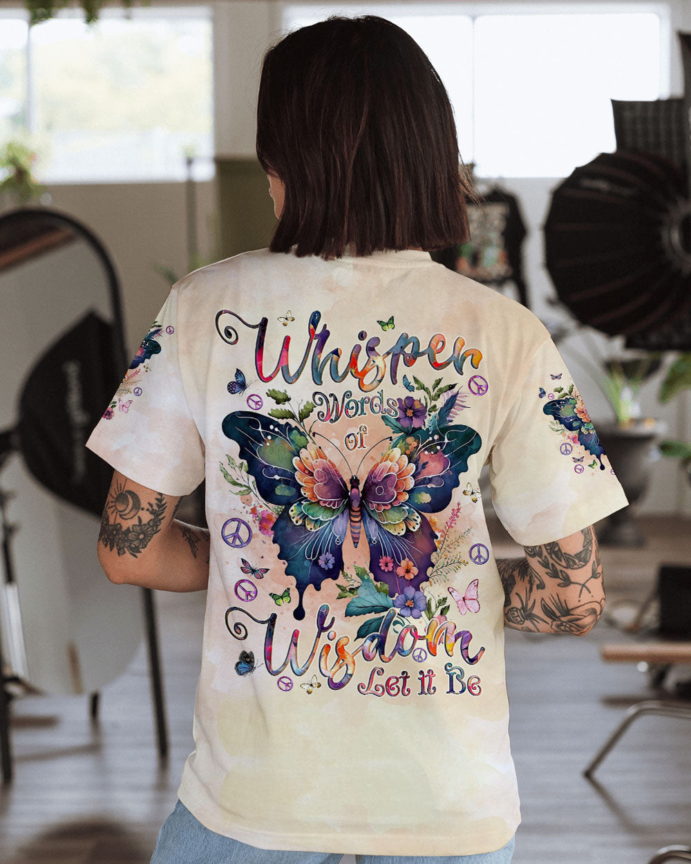 Whisper Words of Wisdom Let It Be Butterfly Floral Graphic AOP Shirts _1_ jyf9e