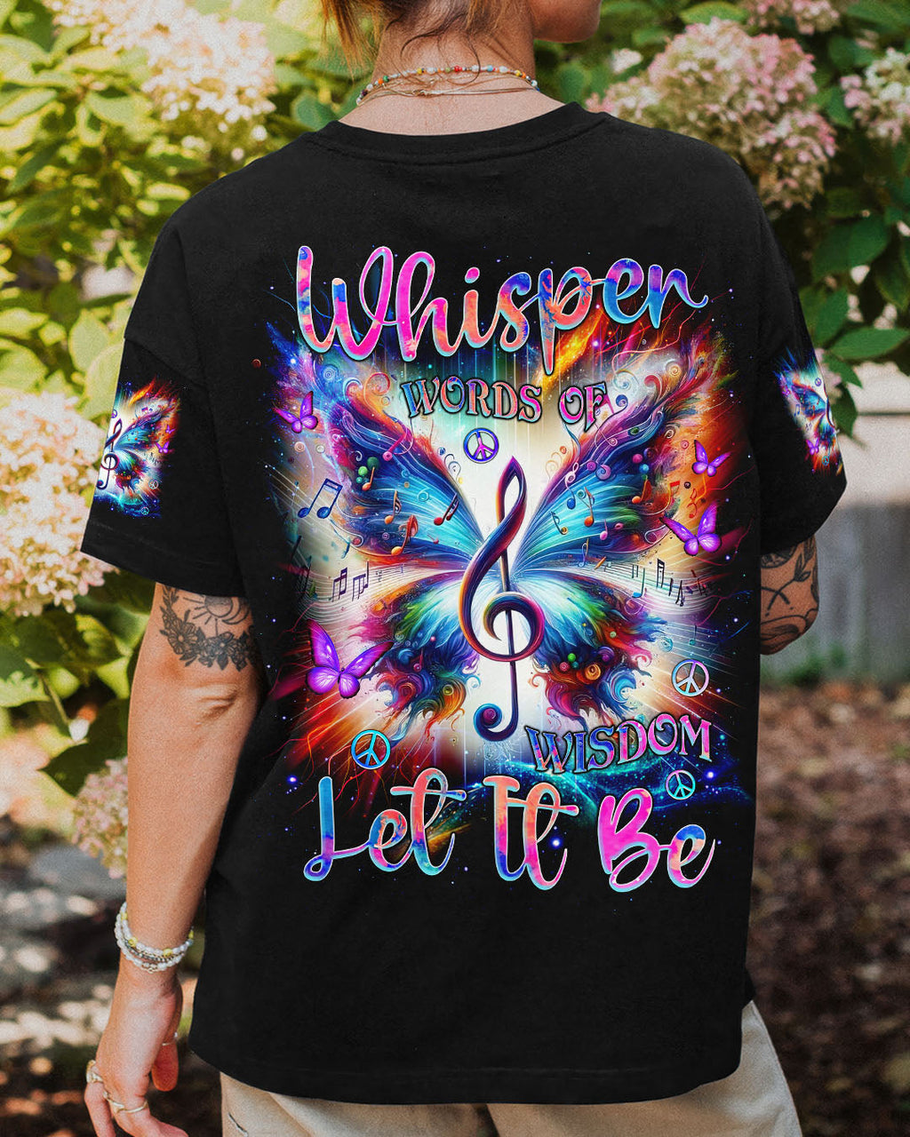 Whisper Words of Wisdom Let It Be Butterfly Music Hippie Tee for Music Lover AOP Shirts _1_ iu4Ar