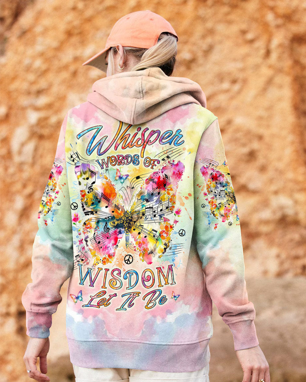 Whisper Words of Wisdom Let It Be Butterfly Tie Dye Musical Graphic AOP Shirts _2_ mRXd6