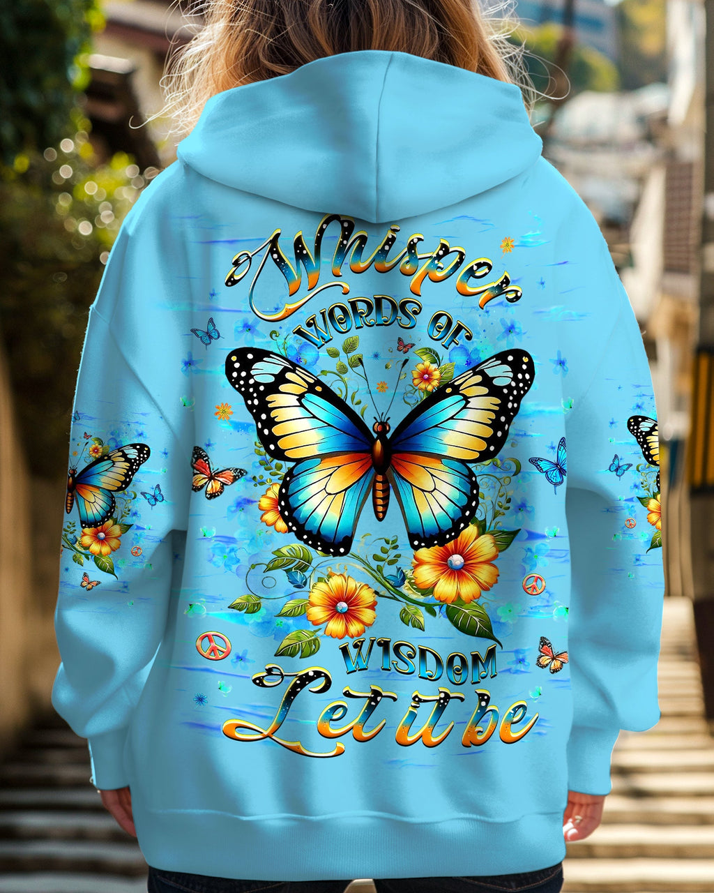 Whisper Words of Wisdom Let It Be Butterfly and Floral Graphic AOP Shirts _1_ y70zq