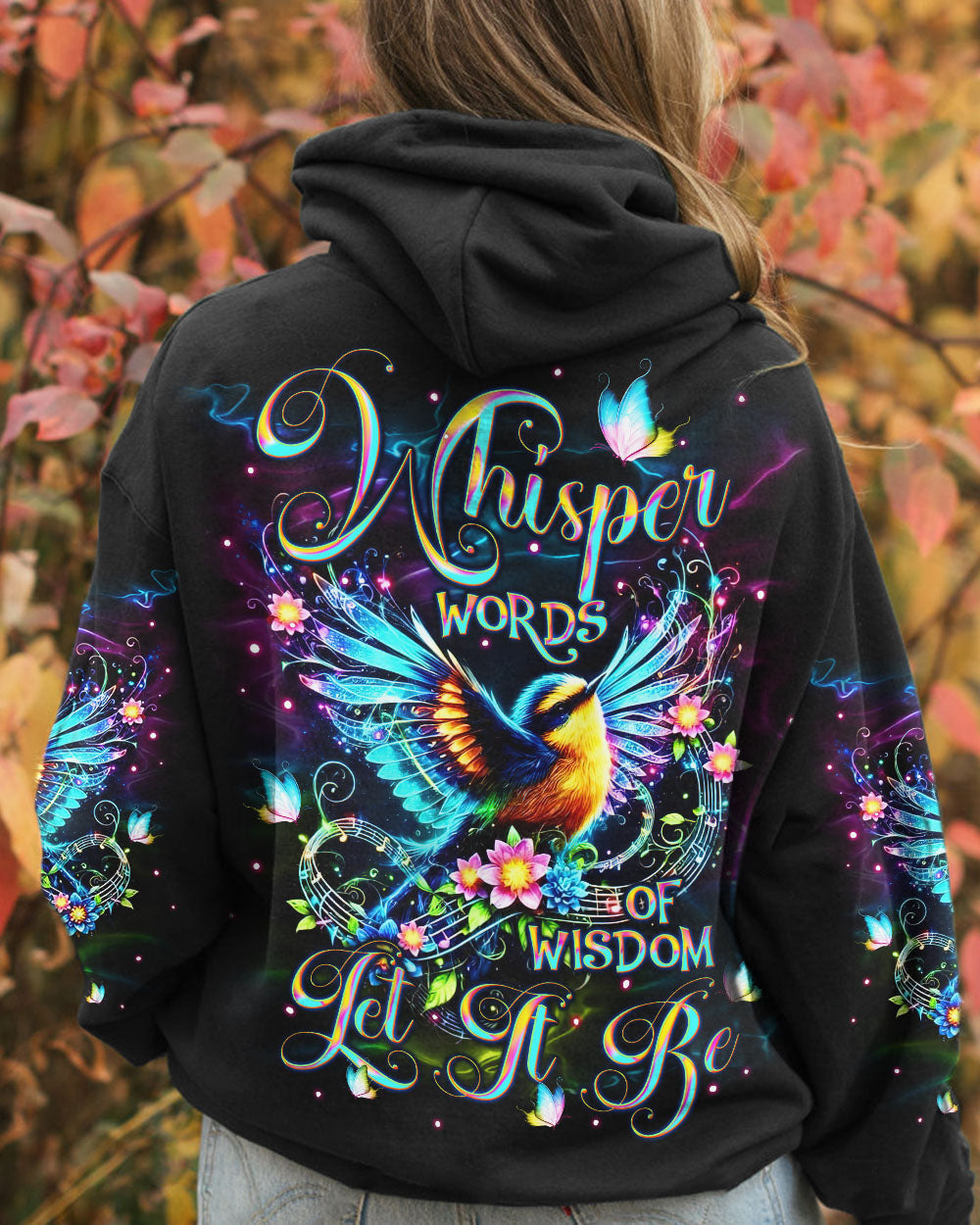 Whisper Words of Wisdom Let It Be Colorful Bird and Music Graphic AOP Shirts _8_ bX1FD