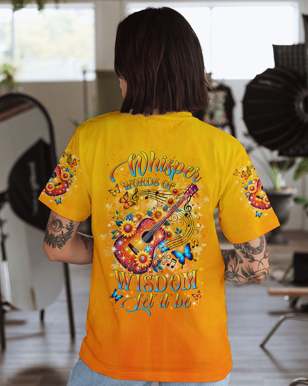 Whisper Words of Wisdom Let It Be Floral Music Guitar AOP Shirts _1_ 3Qvda