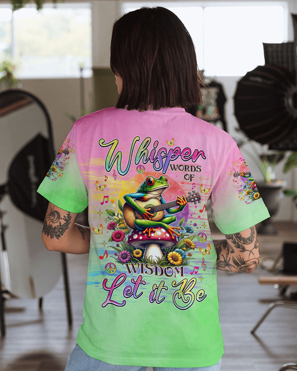Whisper Words of Wisdom Let It Be Frog Palying Guitar Peaceful Tie Dye AOP Shirts _1_ alIv2