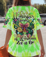 Whisper Words of Wisdom Let It Be Green Tie Dye Floral Butterfly Peace AOP Shirts _13_ yHBY8