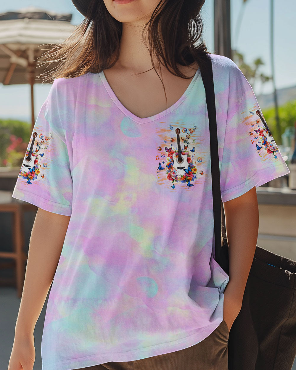 Whisper Words of Wisdom Let It Be Hippie Floral Butterfly Guitar Tie Dye AOP Shirts _4_ 2tNHJ
