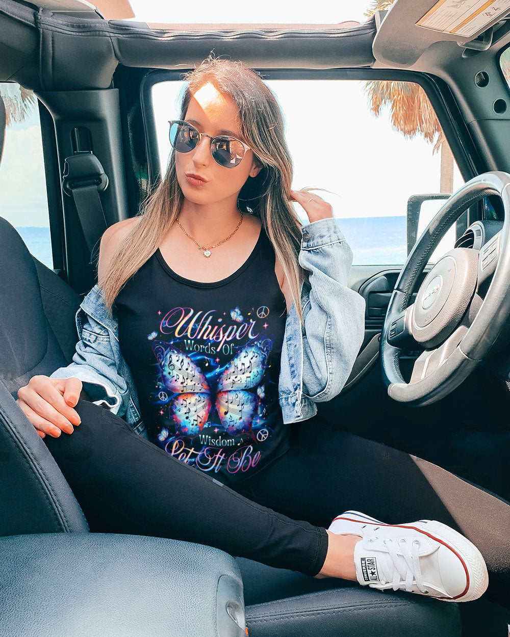 Whisper Words of Wisdom Let It Be Music Note Butterfly Inspirational Graphic AOP Shirts _11_ MLunQ