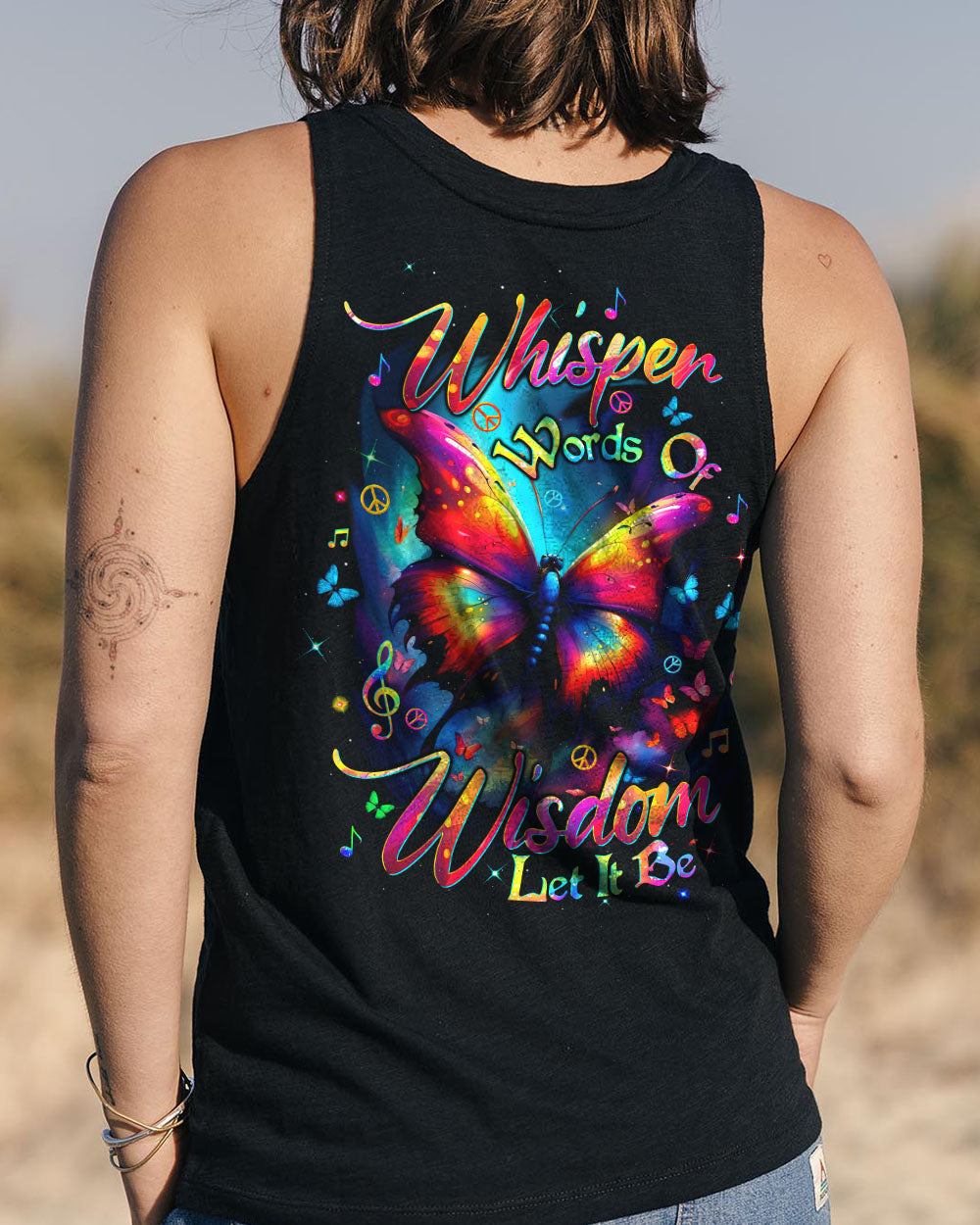 Whisper Words of Wisdom Let It Be Music and Butterfly Graphic Hippie Style AOP Shirts _11_ aIW0A