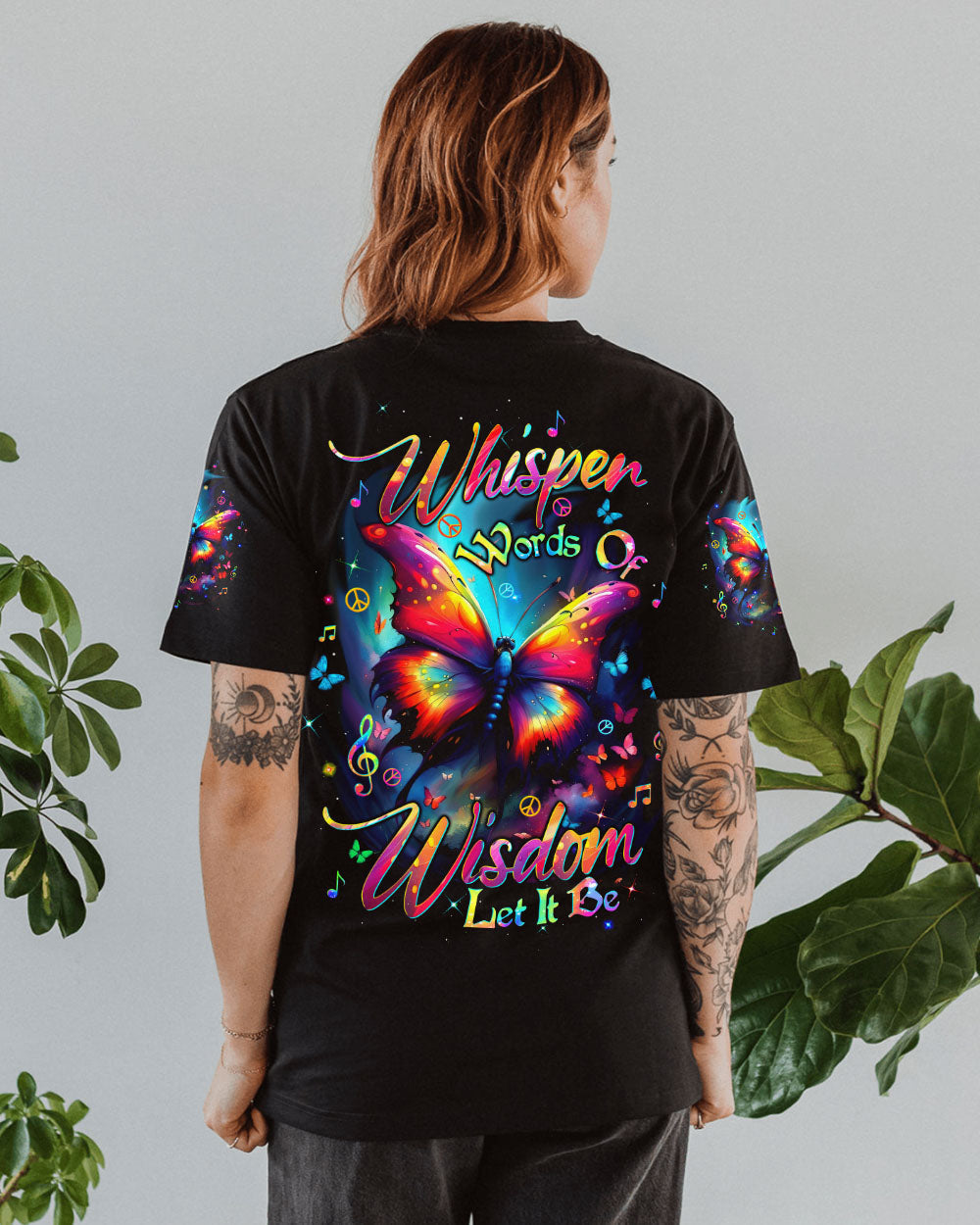 Whisper Words of Wisdom Let It Be Music and Butterfly Graphic Hippie Style AOP Shirts _12_ JLZYo