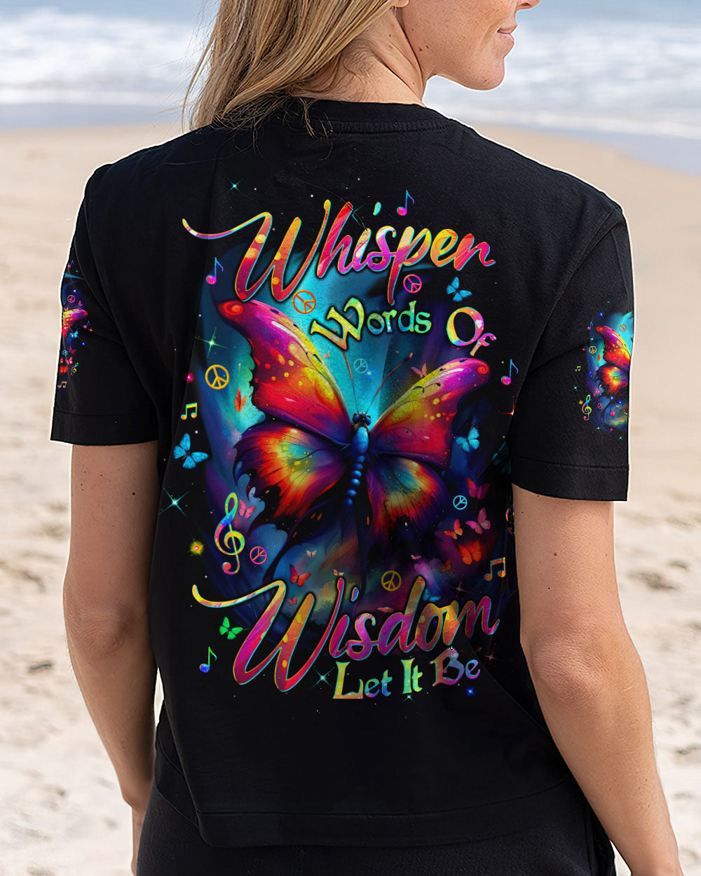 Whisper Words of Wisdom Let It Be Music and Butterfly Graphic Hippie Style AOP Shirts _3_ vOtSl