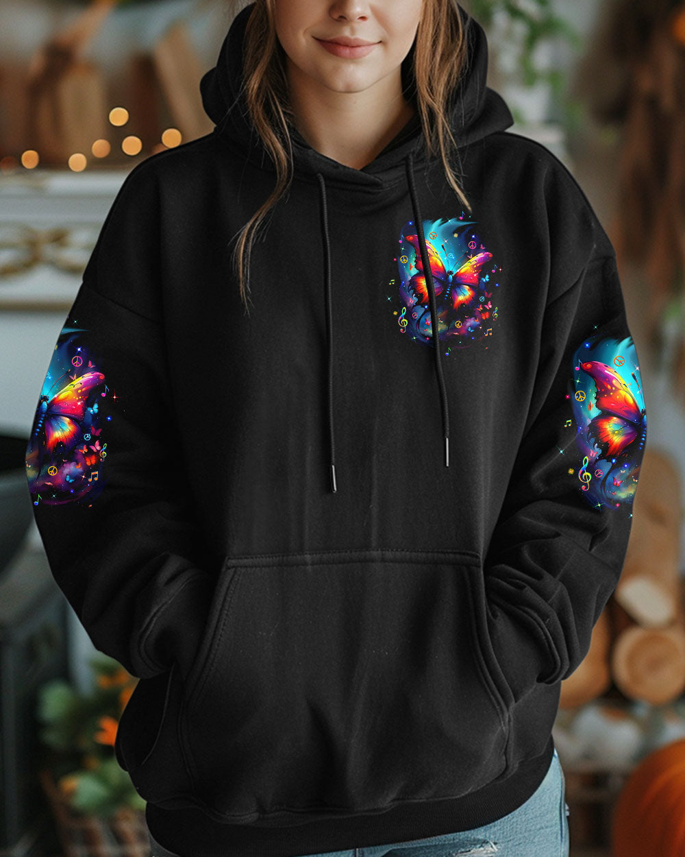 Whisper Words of Wisdom Let It Be Music and Butterfly Graphic Hippie Style AOP Shirts _4_ 8xe6r