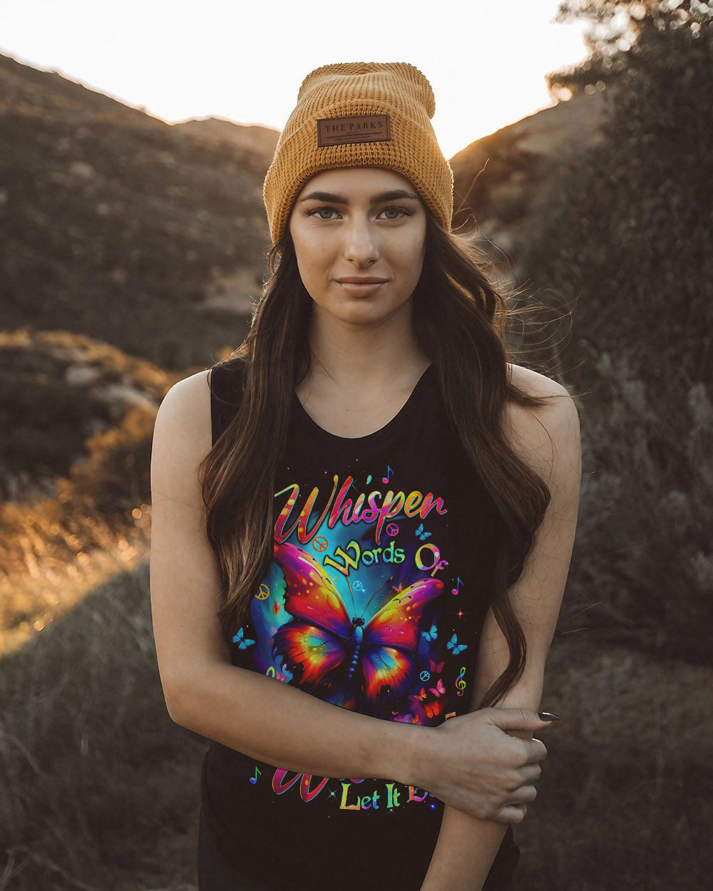 Whisper Words of Wisdom Let It Be Music and Butterfly Graphic Hippie Style AOP Shirts _9_ StZTR