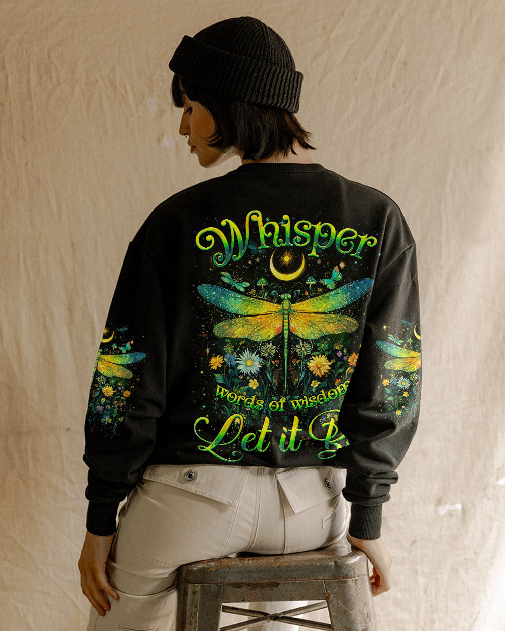 Whisper Words of Wisdom Let It Be Mystical Moon and Dragonfly AOP Shirts _12_ bBKgv