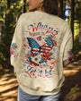 Whisper Words of Wisdom Let It Be Patriotic Butterfly and Floral Peace Sign AOP Shirts _10_ MZyOk
