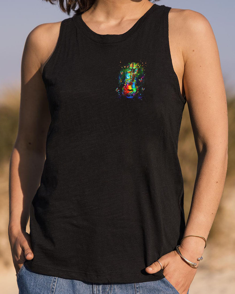 Whisper Words of Wisdom Let It Be Psychedelic Guitar Colorful Peace AOP Shirts _12_ Ctdwr