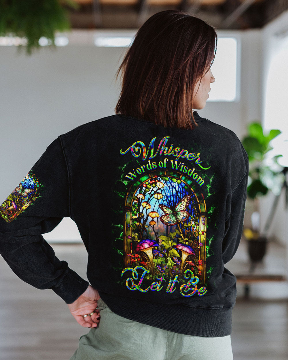 Whisper Words of Wisdom Let It Be Psychedelic Mushroom Butterfly AOP Shirts _3_ 5gHHF