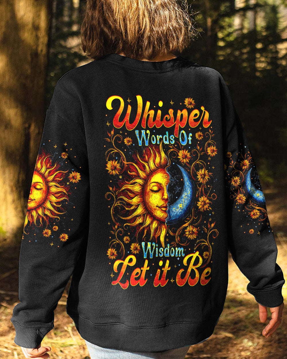 Whisper Words of Wisdom Let It Be Sun and Moon Hippie Boho AOP Shirts _1_ XHFAC
