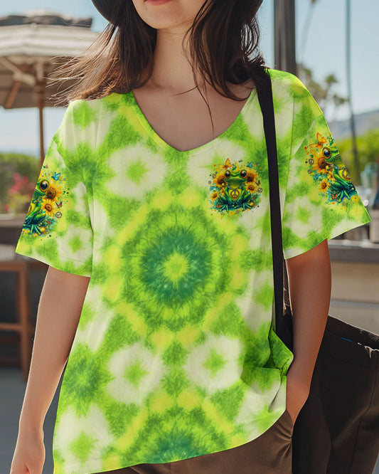 Wild Spirit Sweet Soul Hippie Frog Sunflower Tie Dye AOP Shirts _10_ kbYs7