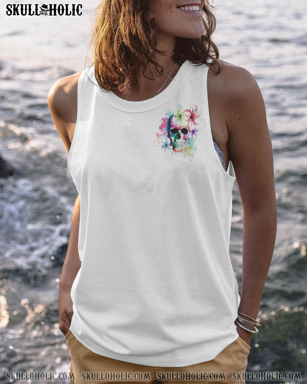 Yes I_E2_80_99m a Bitch But Not Yours Skull Floral Watercolor Graphic Tee for Women AOP Shirts _12_ XCtT1