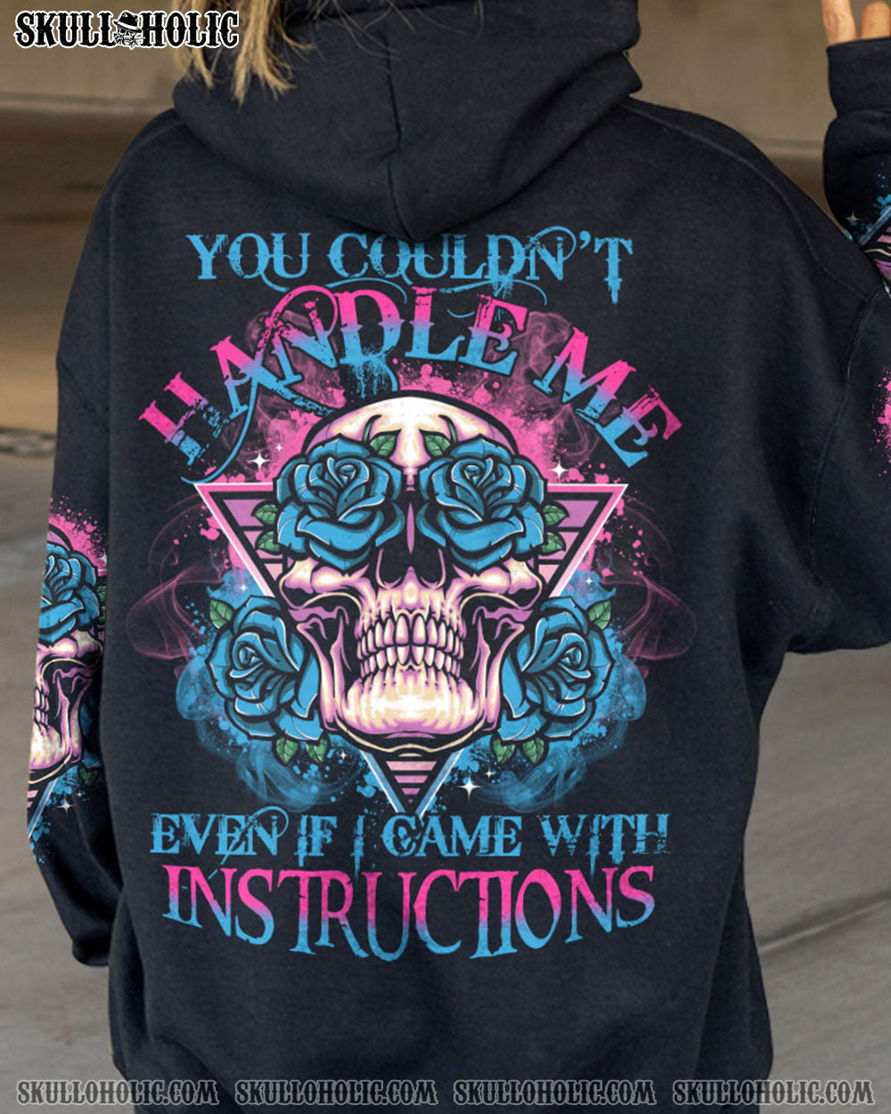 You Couldnt Handle Me Even If I Came with Instructions Neon Blue Rose Graphic AOP Shirts _1_ gCQBd
