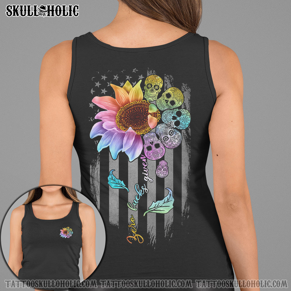 Zero F Given Colorful Skull and Sunflower Quote Graphic AOP Shirts _6_ XWYZL