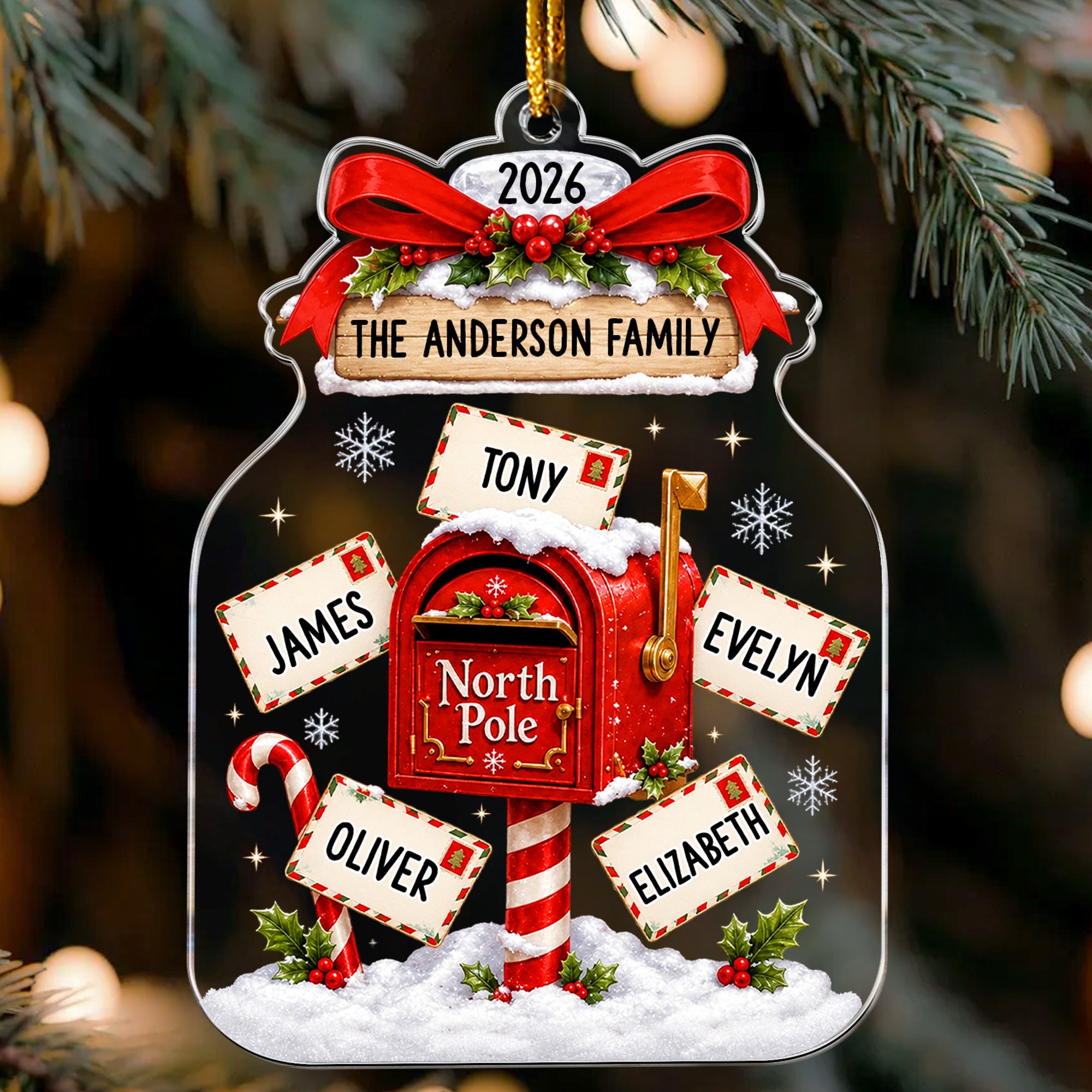 custom name north pole christmas acrylic ornament personalized ornament 1