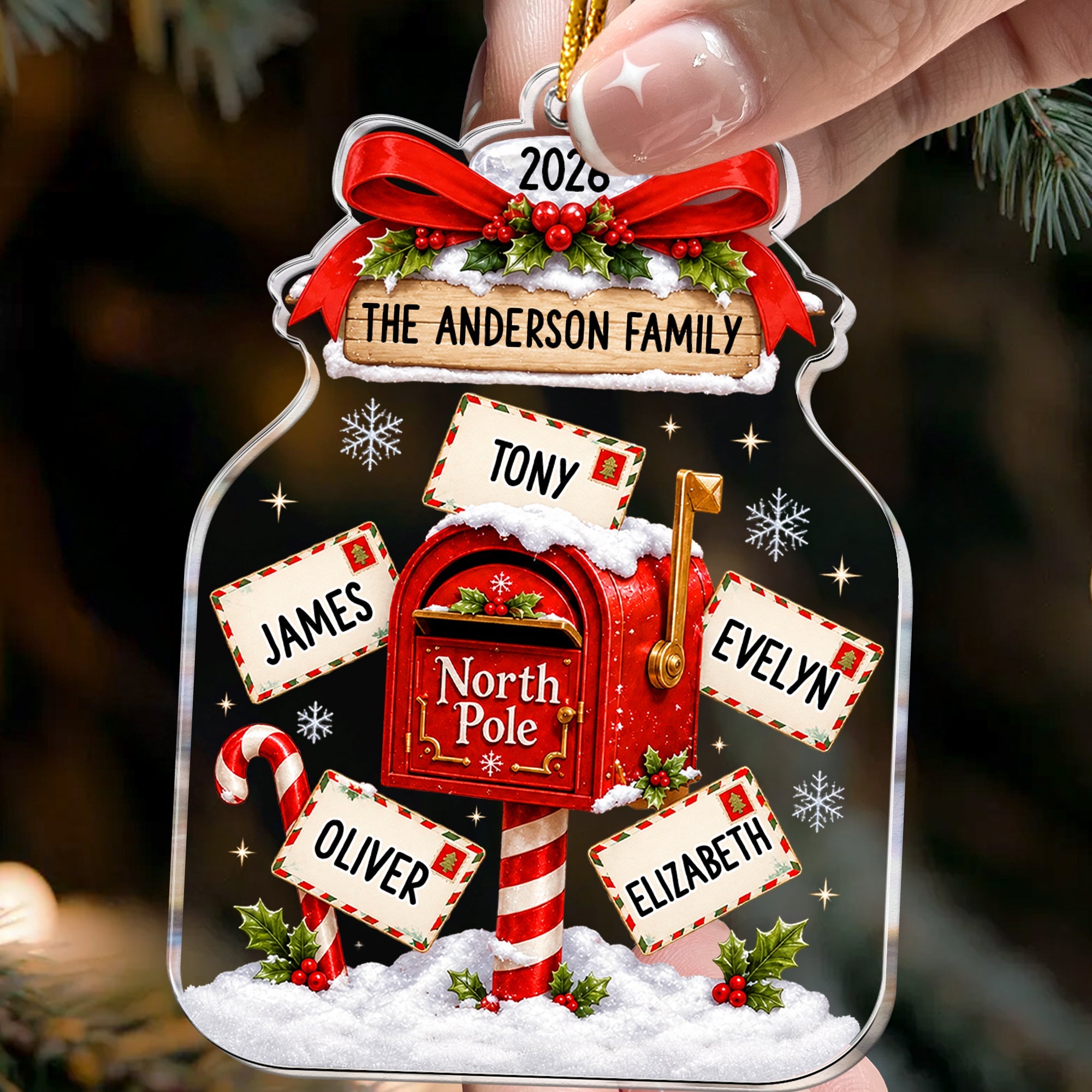 custom name north pole christmas acrylic ornament personalized ornament 2