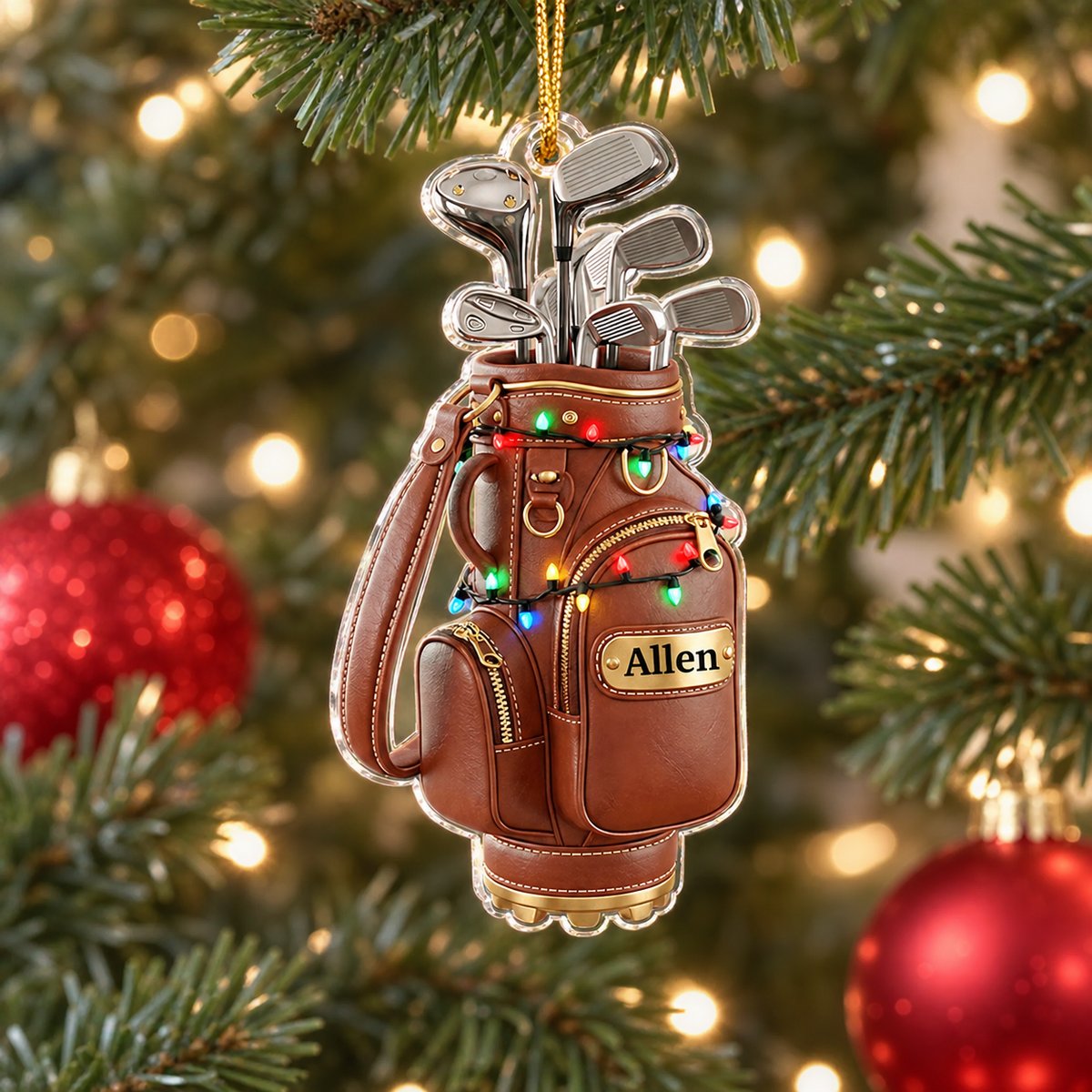 golf bag christmas ornament personalized custom shaped acrylic ornamen mf07