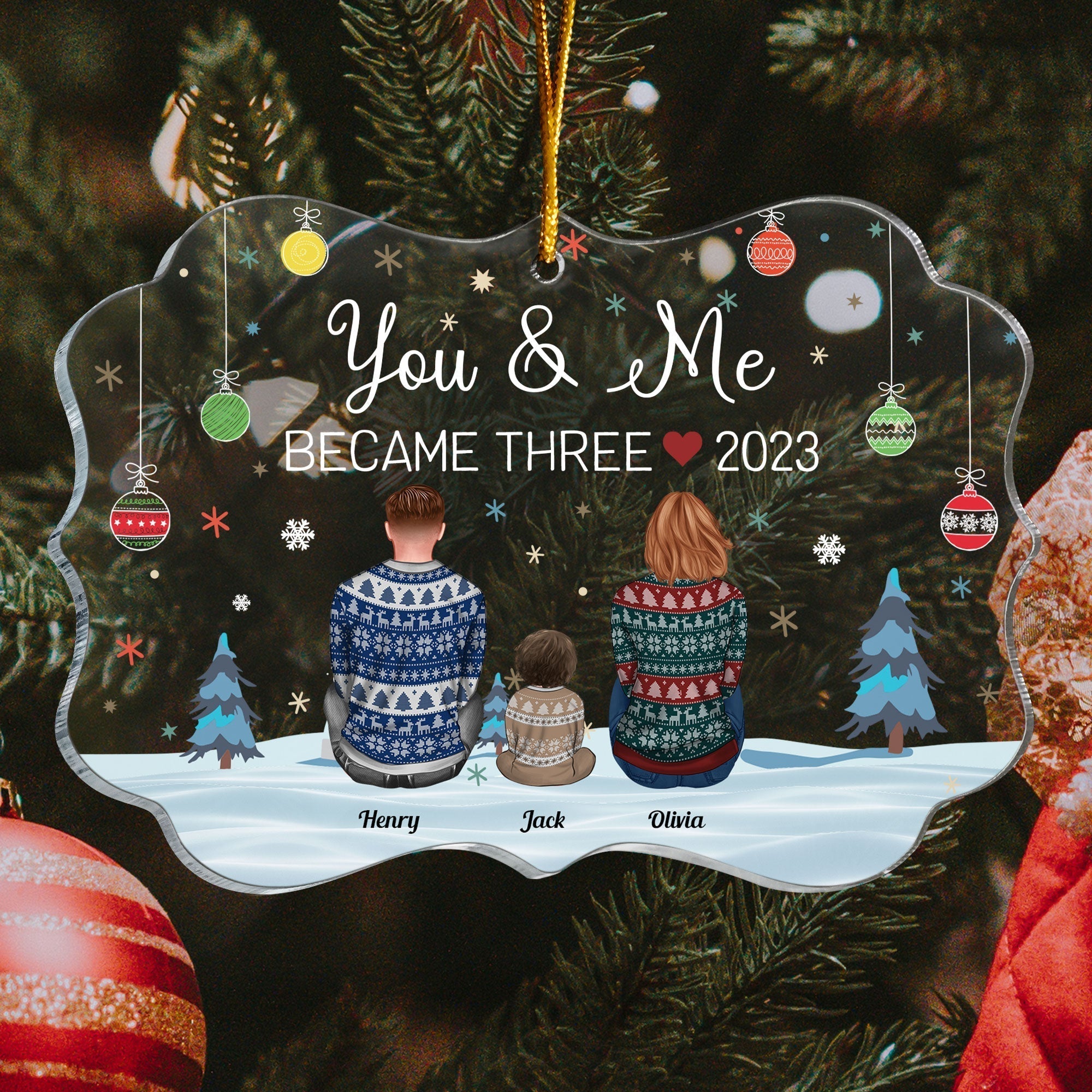 growing family new baby personalized acrylic ornament christmas loving gift for family member mom dad _3
