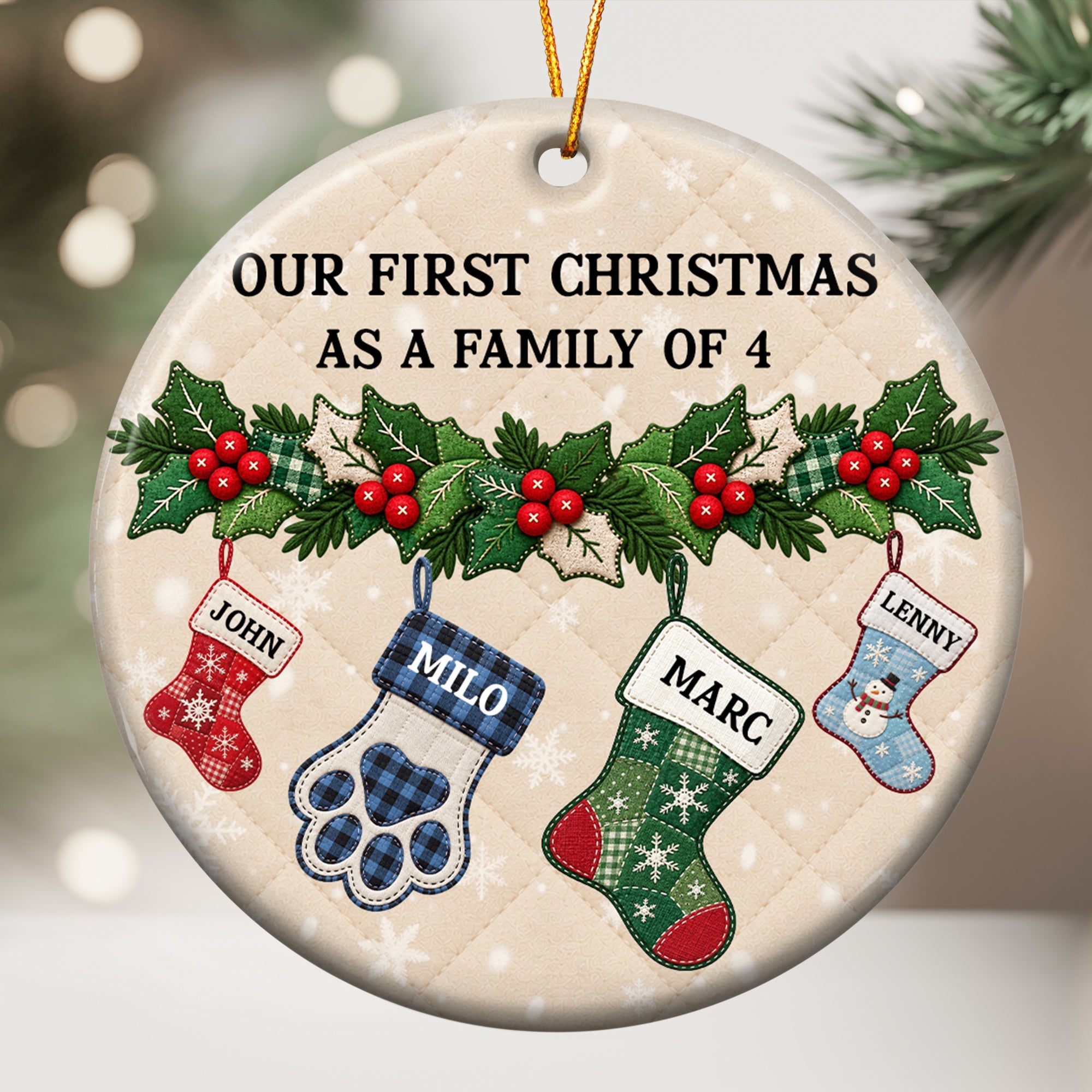 our first christmas as a family stocking personalized ornament 1
