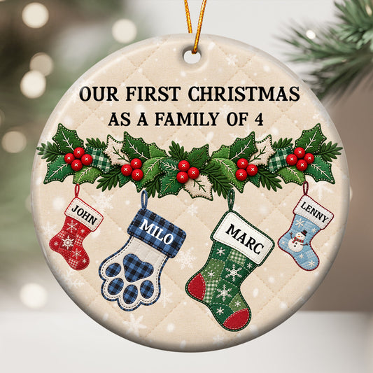 our first christmas as a family stocking personalized ornament 1