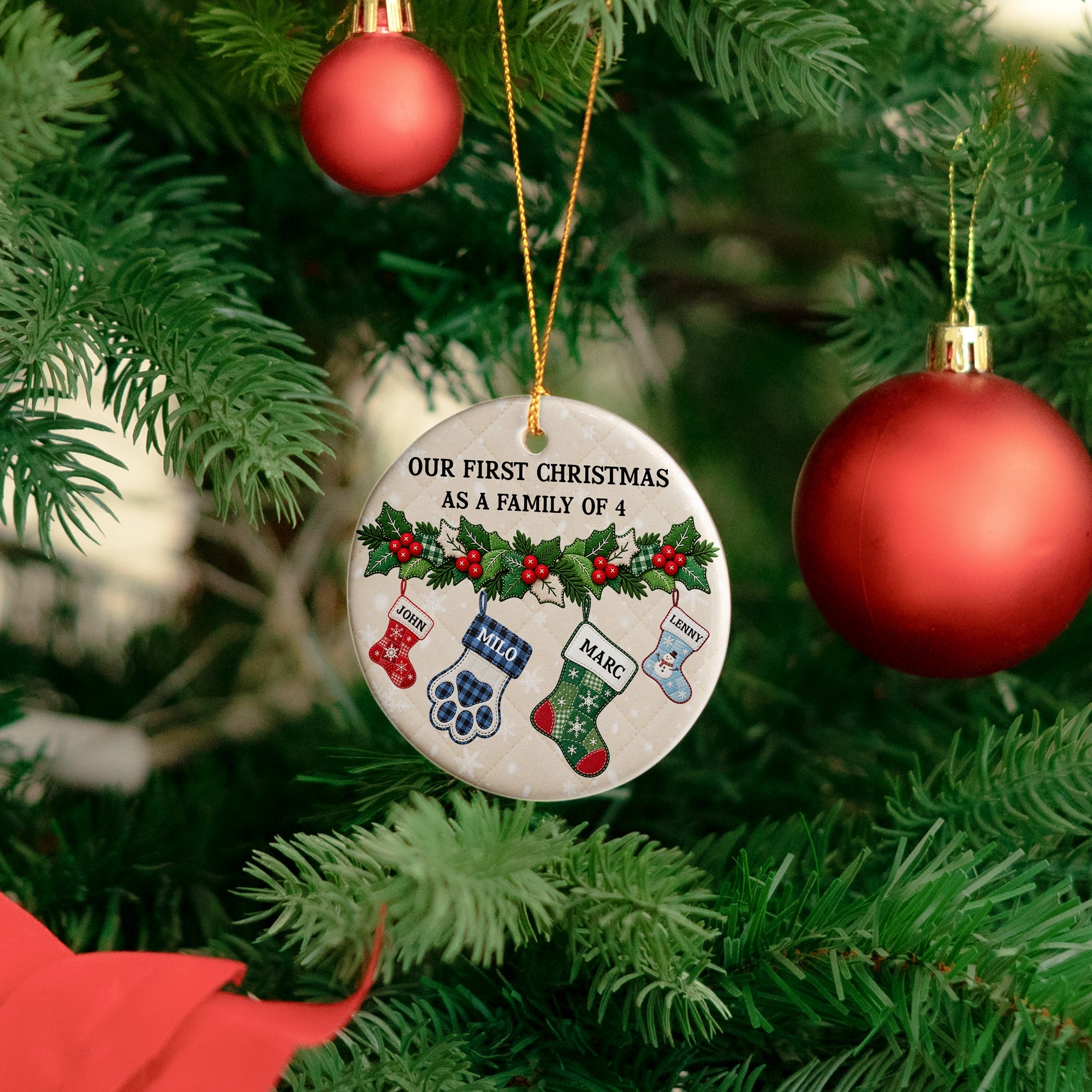 our first christmas as a family stocking personalized ornament 4