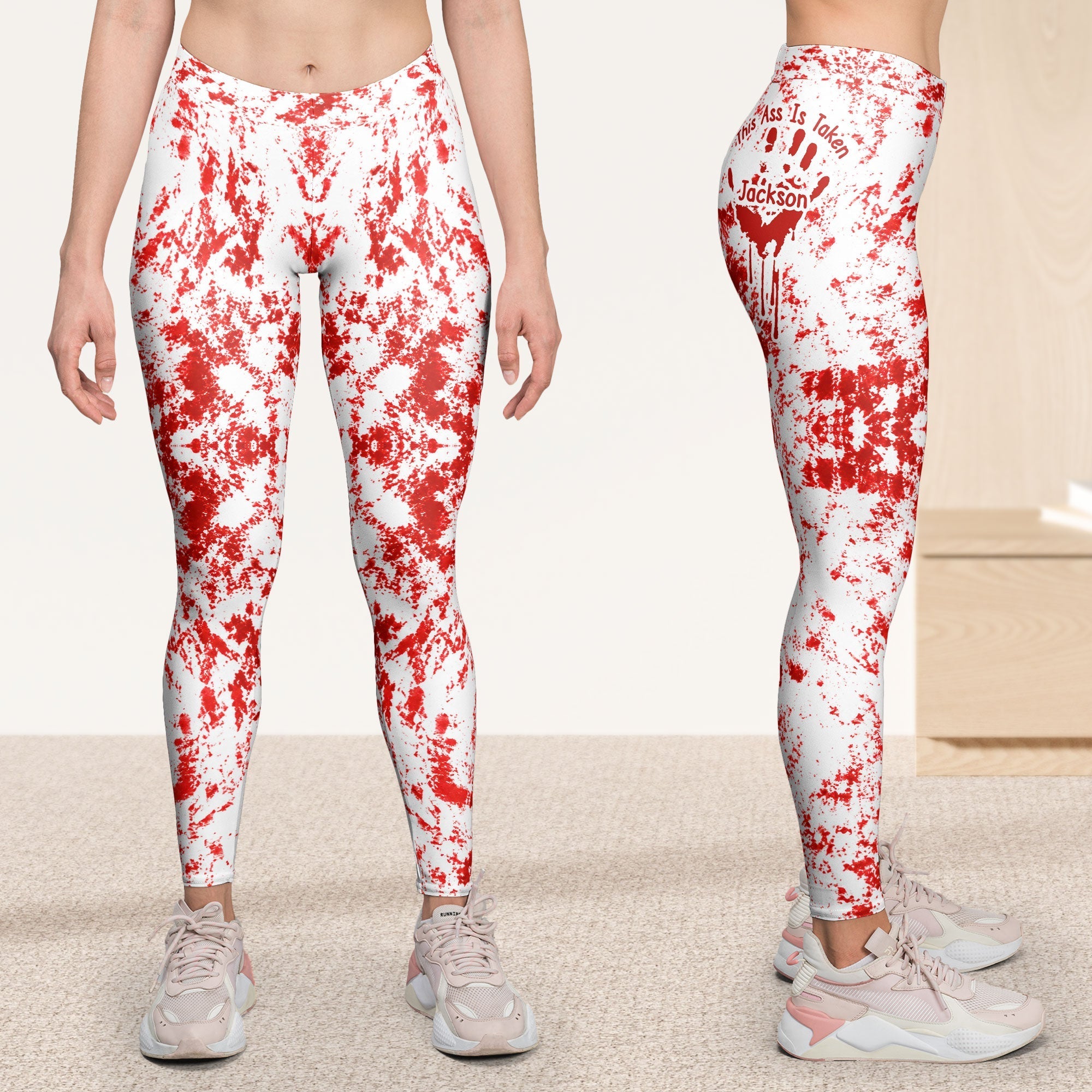 this a belongs to halloween costume 3d bloody creepy version for her wife girlfriend personalized leggings 5_d9eb9324 bce9 494a ba65 b63bf509d746
