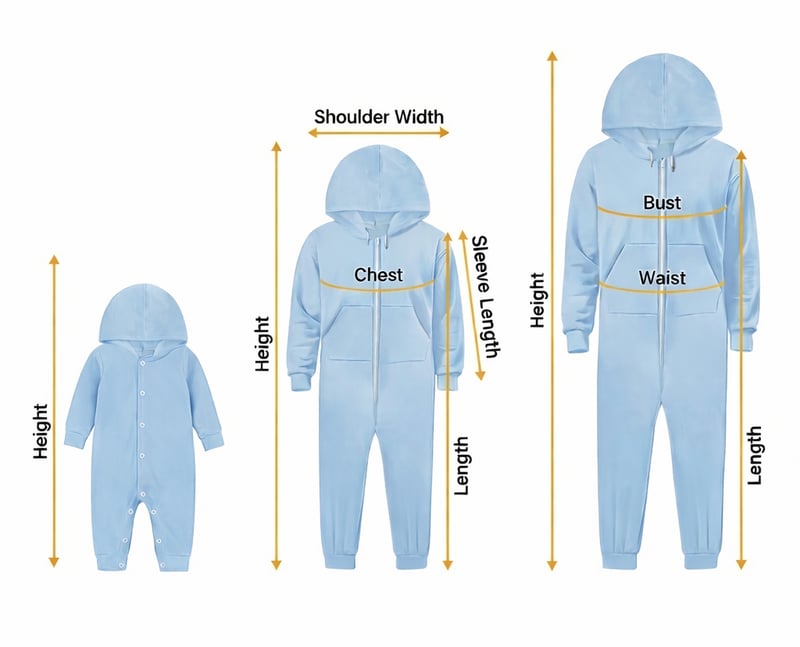 AOP Hooded Jumpsuit measurement guide